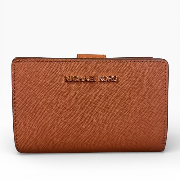 Michael Kors Handbags - Michael Kors Brown Saffiano Leather Snap Wallet – Good Used